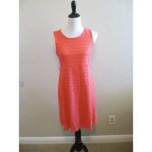 MA CHERIE ORANGE SLEEVELESS MATERNITY DRESS CROCHET STYLE OVERLAY SIZE SMALL